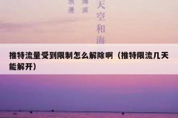 推特流量受到限制怎么解除啊（推特限流几天能解开）