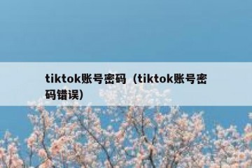 tiktok账号密码（tiktok账号密码错误）