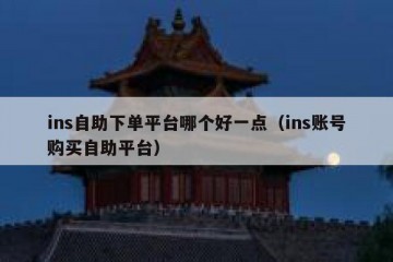 ins自助下单平台哪个好一点（ins账号购买自助平台）