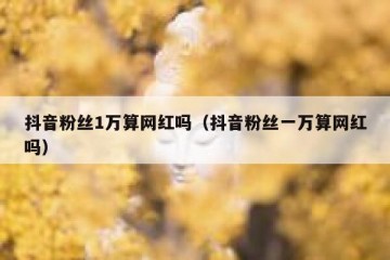 抖音粉丝1万算网红吗（抖音粉丝一万算网红吗）