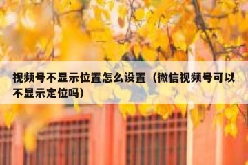 视频号不显示位置怎么设置（微信视频号可以不显示定位吗）