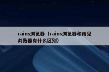 rains浏览器（rains浏览器和雨见浏览器有什么区别）
