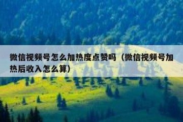 微信视频号怎么加热度点赞吗（微信视频号加热后收入怎么算）