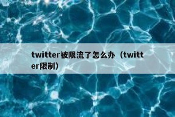 twitter被限流了怎么办（twitter限制）