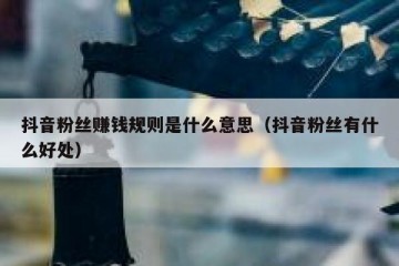 抖音粉丝赚钱规则是什么意思（抖音粉丝有什么好处）