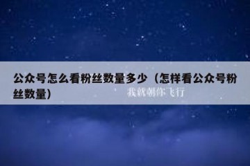 公众号怎么看粉丝数量多少（怎样看公众号粉丝数量）