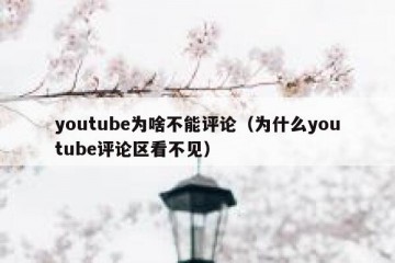 youtube为啥不能评论（为什么youtube评论区看不见）