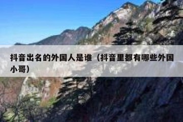 抖音出名的外国人是谁（抖音里都有哪些外国小哥）