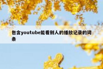 包含youtube能看别人的播放记录的词条