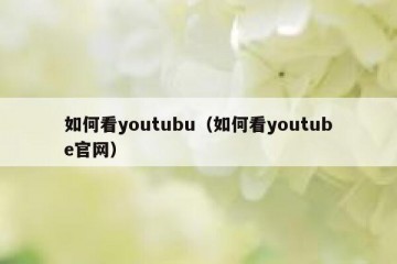 如何看youtubu（如何看youtube官网）