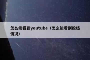 怎么能看到youtube（怎么能看到投档情况）