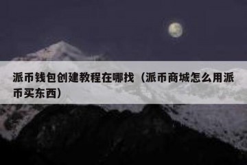 派币钱包创建教程在哪找（派币商城怎么用派币买东西）