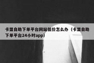 卡盟自助下单平台网站低价怎么办（卡盟自助下单平台24小时app）