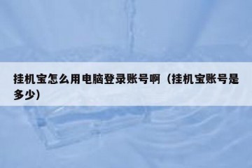 挂机宝怎么用电脑登录账号啊（挂机宝账号是多少）