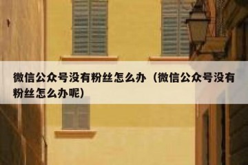 微信公众号没有粉丝怎么办（微信公众号没有粉丝怎么办呢）