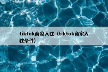 tiktok商家入驻（tiktok商家入驻条件）