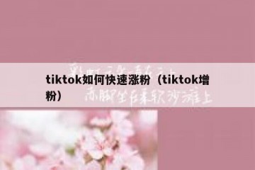 tiktok如何快速涨粉（tiktok增粉）