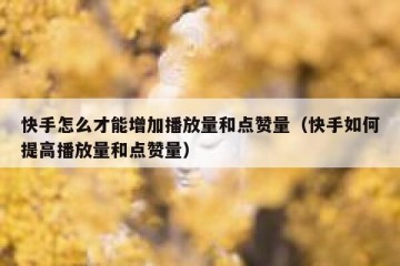 快手怎么才能增加播放量和点赞量（快手如何提高播放量和点赞量）