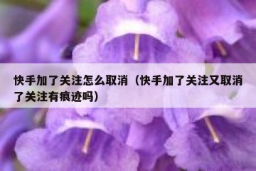 快手加了关注怎么取消(快手加了关注又取消了关注有痕迹吗)