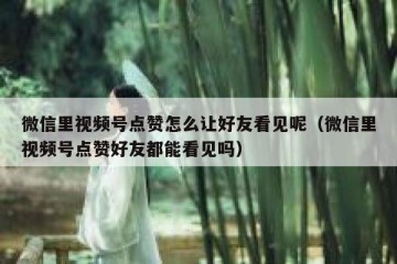 微信里视频号点赞怎么让好友看见呢（微信里视频号点赞好友都能看见吗）