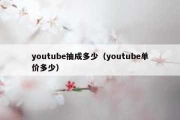 youtube抽成多少（youtube单价多少）