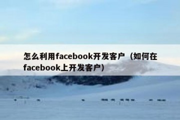 怎么利用facebook开发客户（如何在facebook上开发客户）