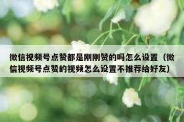 微信视频号点赞都是刚刚赞的吗怎么设置（微信视频号点赞的视频怎么设置不推荐给好友）