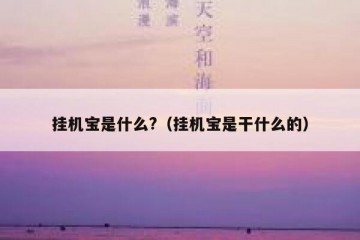 挂机宝是什么?（挂机宝是干什么的）