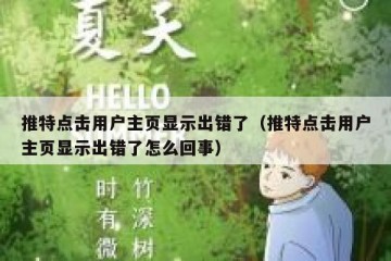 推特点击用户主页显示出错了（推特点击用户主页显示出错了怎么回事）