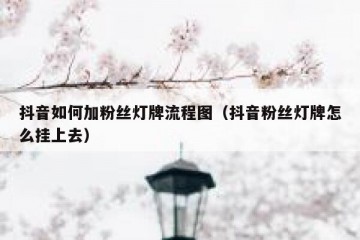 抖音如何加粉丝灯牌流程图（抖音粉丝灯牌怎么挂上去）