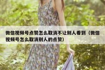 微信视频号点赞怎么取消不让别人看到（微信视频号怎么取消别人的点赞）