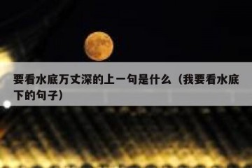 要看水底万丈深的上一句是什么（我要看水底下的句子）