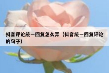 抖音评论统一回复怎么弄（抖音统一回复评论的句子）