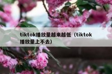 tiktok播放量越来越低（tiktok播放量上不去）