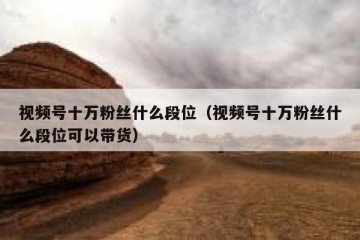 视频号十万粉丝什么段位（视频号十万粉丝什么段位可以带货）