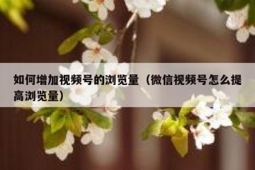 如何增加视频号的浏览量（微信视频号怎么提高浏览量）