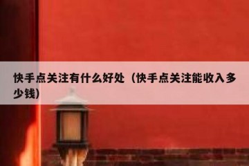 快手点关注有什么好处（快手点关注能收入多少钱）
