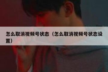 怎么取消视频号状态（怎么取消视频号状态设置）