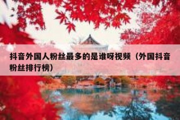 抖音外国人粉丝最多的是谁呀视频（外国抖音粉丝排行榜）