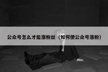 公众号怎么才能涨粉丝（如何使公众号涨粉）