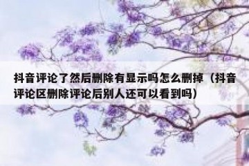 抖音评论了然后删除有显示吗怎么删掉（抖音评论区删除评论后别人还可以看到吗）