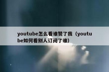 youtube怎么看谁赞了我（youtube如何看别人订阅了谁）