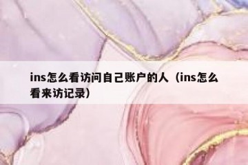 ins怎么看访问自己账户的人（ins怎么看来访记录）