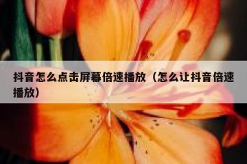 抖音怎么点击屏幕倍速播放（怎么让抖音倍速播放）