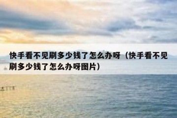 快手看不见刷多少钱了怎么办呀（快手看不见刷多少钱了怎么办呀图片）