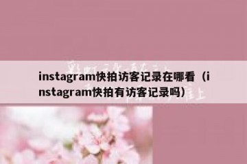 instagram快拍访客记录在哪看（instagram快拍有访客记录吗）