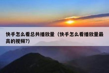 快手怎么看总共播放量（快手怎么看播放量最高的视频?）