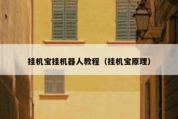 挂机宝挂机器人教程（挂机宝原理）