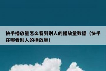 快手播放量怎么看到别人的播放量数据（快手在哪看别人的播放量）