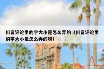 抖音评论里的字大小是怎么弄的（抖音评论里的字大小是怎么弄的呀）